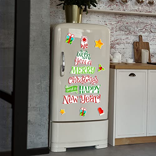 Image of Christmas Refrigerator Magnets Magnetic Christmas Tree Refrigerator Stickers Xmas Tree Fridge Magnets DIY Xmas Decorations for Metal Door Decor, 24 Inch