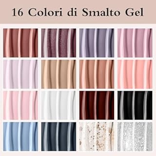 VANREESA Kit Semipermanente Unghie con U V Lampada 48W 16 Coloris Smalto Semipermanente Unghie Kit Unghie Gel Completo con Matt Top Base Coat Regali per Donna