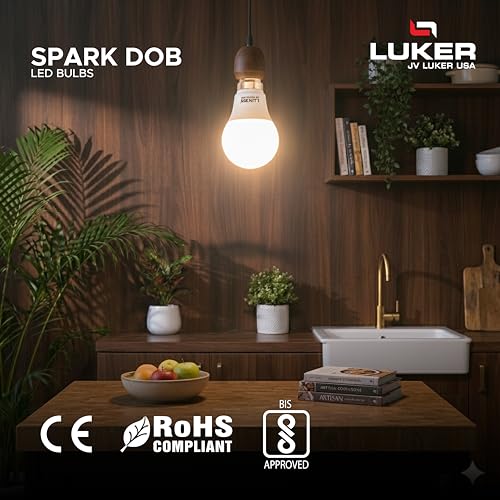Image of LUKER JVLuker 9W LED Bulb E27 Base Energy Efficient 1 Star Light 120 Degree Wide Beam Coverage High CRI Surge Protection Lights for Home and Office, 1 Year Warranty (Pack of 2, Warm White)