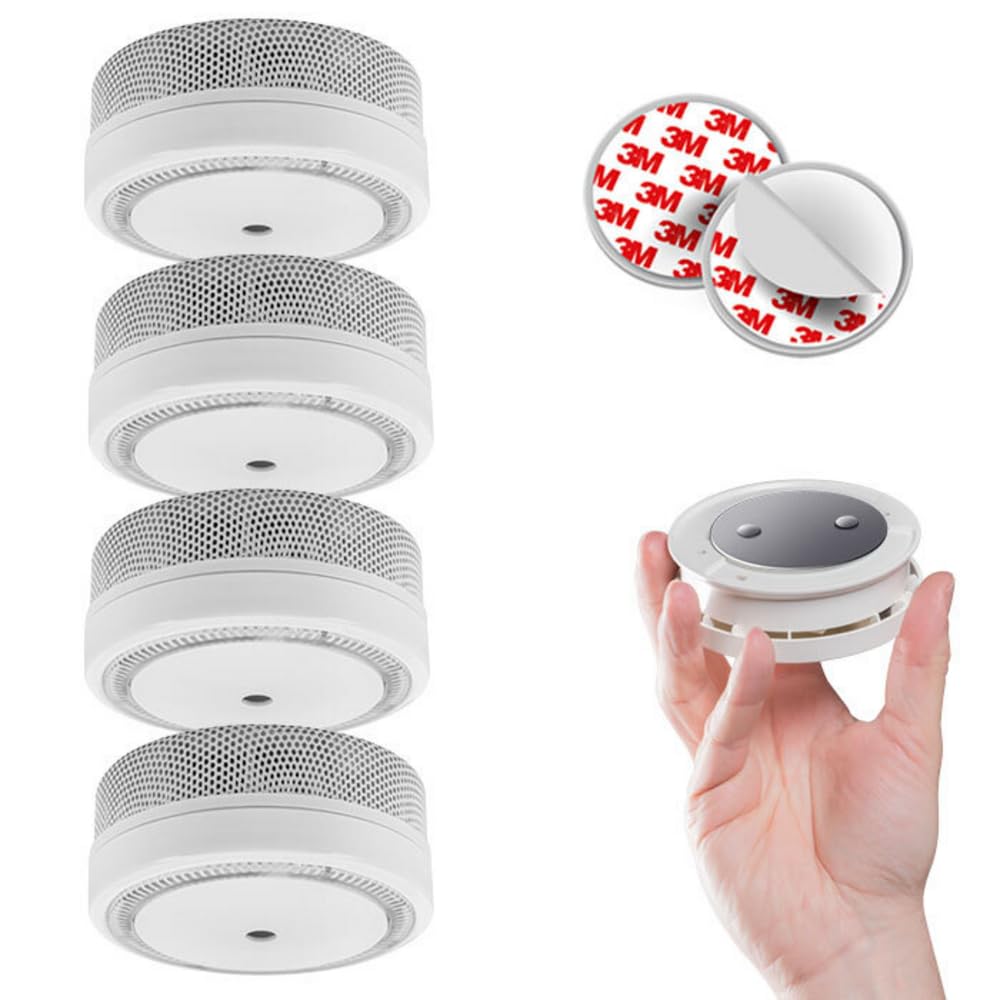 EVACUATE - Lot De 4 Mini Détecteurs De Fumée - Supports Aimantés