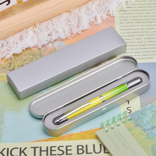 Image of Jinhao 10 Press Fountain Pen with Box, Gradient Green Retractable Fine Nib with Ink Converter Set (Silver Clip)
