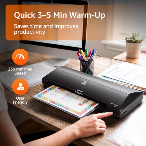 Amazon Basics A3 Laminating Machine | ABS Body | Hot & Cold Laminator | 12 Inch Entry Width | 250 mm/min Speed | Anti-Jam Release | 2 Rollers | for Photos, Documents & Certificates | Black - Image 4