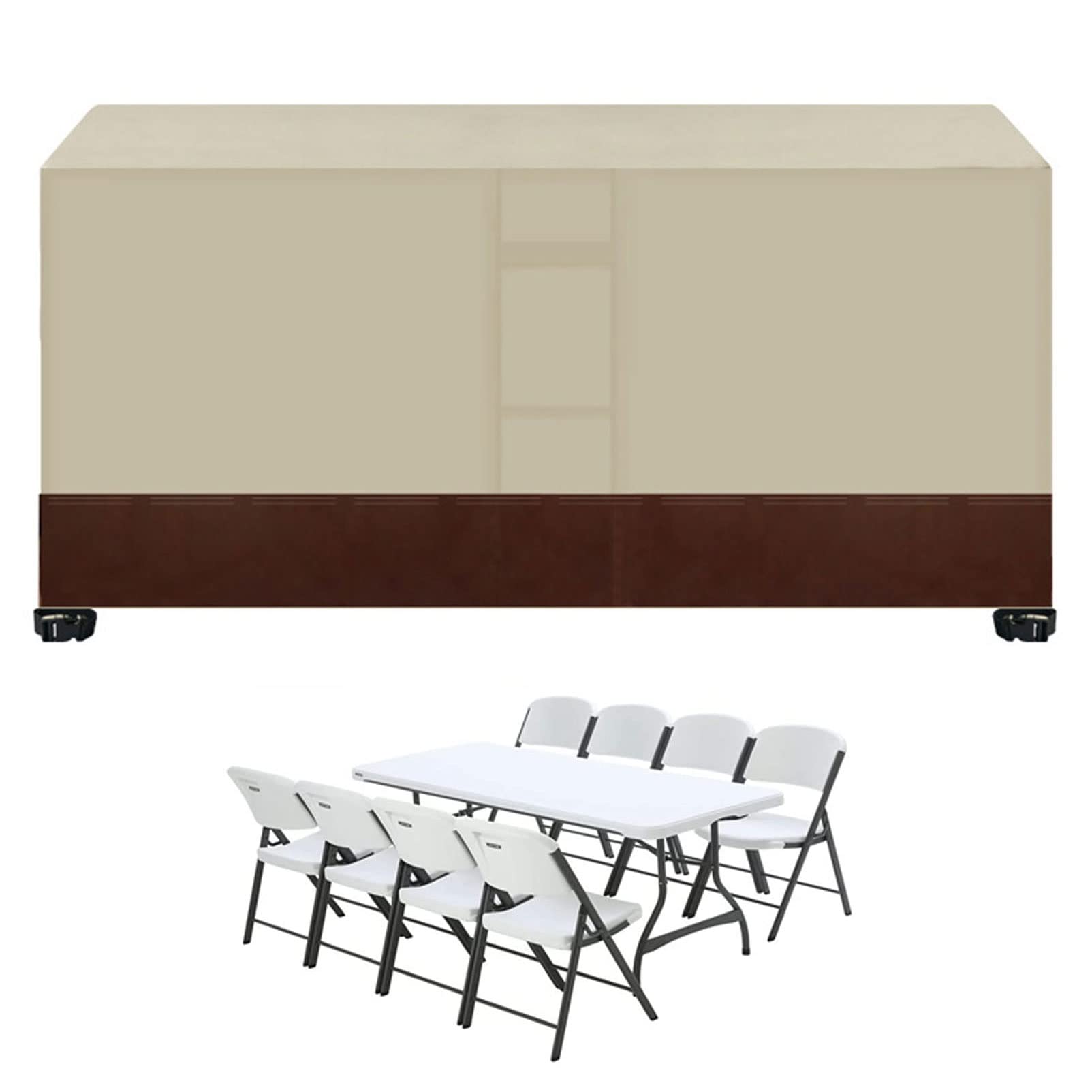 Copertura per mobili da esterno, 230 x 165 x 80 cm, impermeabile, con prese d'aria, in tessuto Oxford 420D, rettangolare, per sedie e sedie da giardino, beige e marrone
