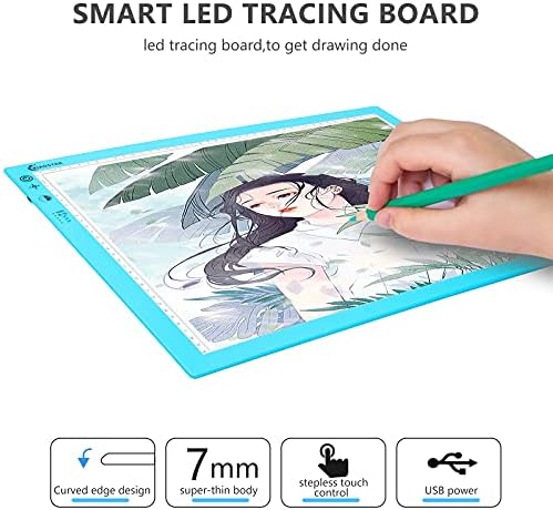 Light Box Drawing A3,Tracing Pad with Color Temperature and Brightness Adjustable for Artists, Animation Drawing, Sketching, Animation, X-ray Viewing (Blue)