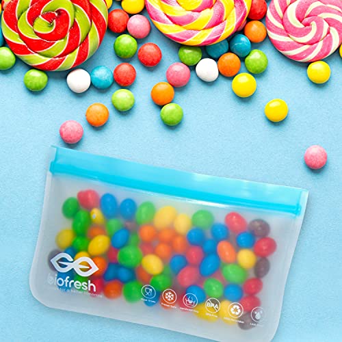 Reusable Multi-Purpose Storage Bags 4 Pack Leakproof Peva Ziplock Freezer Bags For Kids Snack,Sandwich,Lunch,Food,Travel Organizer (Blue, Pack Of 4 (4 Snack Pack)) #TOP4