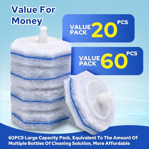 Cecailin 60pcs Disposable Toilet Brush Refills, Toilet Bowl Cleaner Refill Pads, Compatible with Most Toilet Cleaning Wands & Systems, Disposable Scrubber Refill Heads for Deep Bathroom Cleaning by Cecailin - Image 4