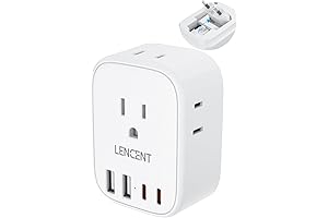 LENCENT European Foldable Travel Plug Adapter