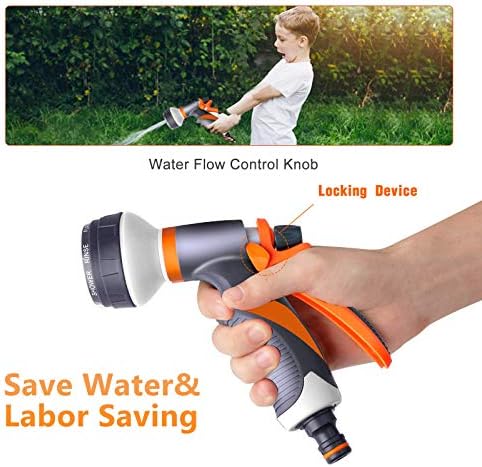 Garden Hose Pipe Spray Gun Set,8 Adjustable Patterns,High Pressure Spray Nozzle,Perfect for Watering Plants Or Lawns,Shower Pets,Car Washing,Cleaning Windows-Hose Attachments Include Hose Connectors