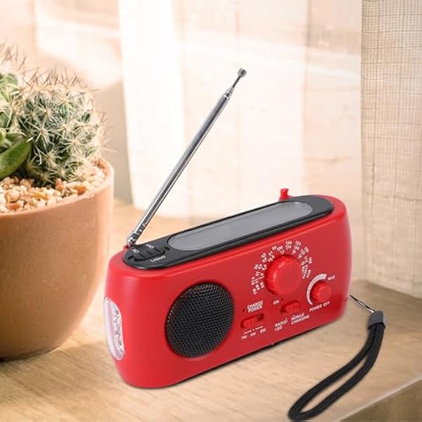 Luocute Solar Hand Crank Radio AM FM SW Przenośne Radio Awaryjne z 3 Diodami LED Power Bank i SOS Alarm Compact Gear do Biwakowania Wędrówek Awarii
