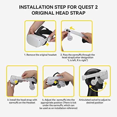 Xiufavty Ohrenschützer für Meat/Oculus Quest 2 Kopfband, verbesserter Soundeffekt und Gaming Eintauchen in VR, kompatibel mit Original Quest 2 Strap/Elite Strap - Image 7
