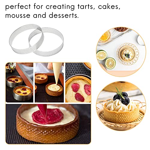 Nagoyuki 10Pcs Circular Tart Rings with Holes Stainless Steel Fruit Pie Quiches Cake Mousse Mold Kitchen Baking Mould 10cm - Image 3
