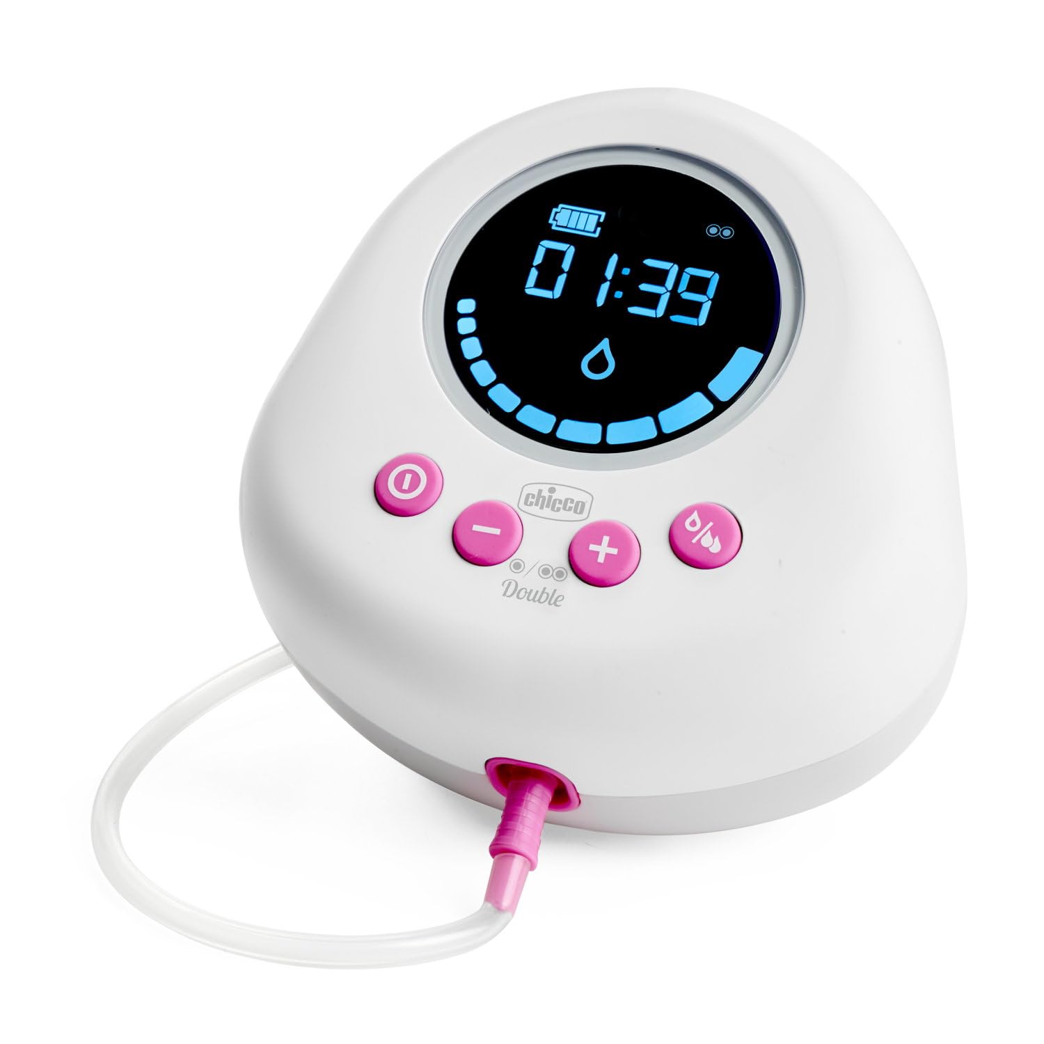 Chicco Elektrische Milchpumpe mit Stimulations- und Extraktionsphasen, 10 Intensitätsstufen, Komfortabel und schnell, ergonomische Form, mit geneigtem Sauger und auslaufsicherem Deckel, Weiß, 150 ml