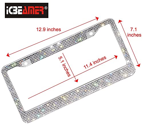 image for ICBEAMER Handcrafted Rhinestone White Crystal Diamond Premium Stainles
