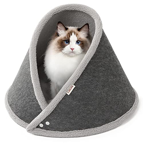 Lesure Cat Cave Bed For Indoor Cats - 20 Inch Felt Cat Bed For Cats And Kittens, Washable Warming Cat House Cat Tent Puppy Beds For Small Dogs, 20X20X15 Inches (Grey) #TOP12