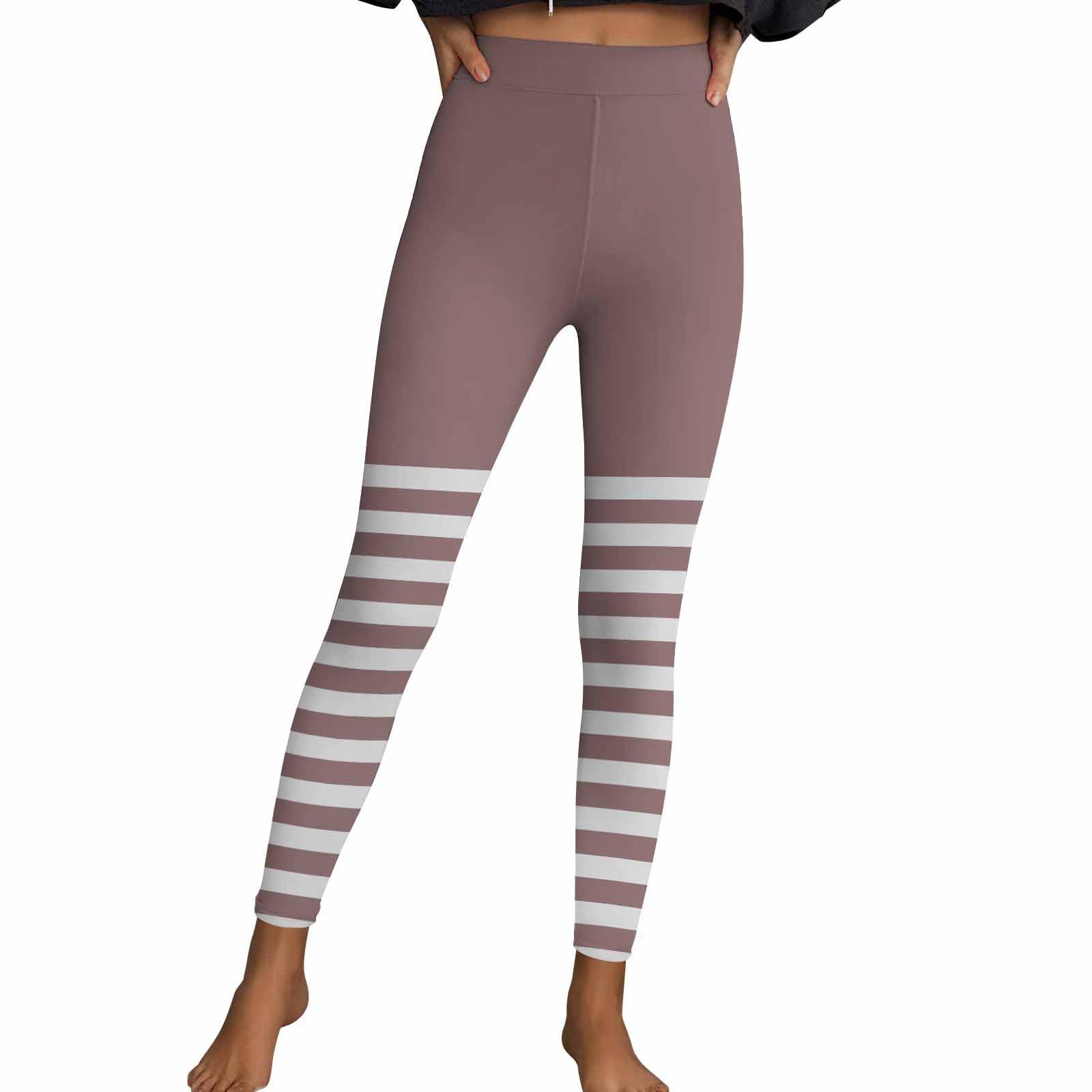 Womens Halloween Leggings Striped Printed Yoga Pants High Waisted Tummy Control Activewear Workout Leggings