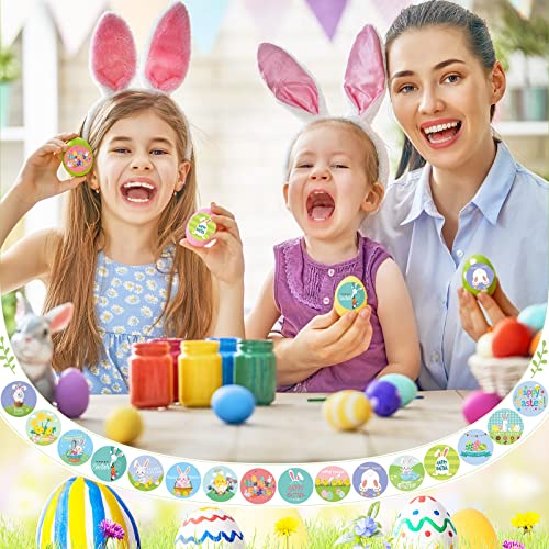 1000 Pieces Easter Stickers Roll Happy Easter Label Sticker Round 1 Inch Bunny Chicken Egg Envelope Sticker Seal Tag For Scrapbooking, Card, Easter, Spring Party Decoration #TOP2
