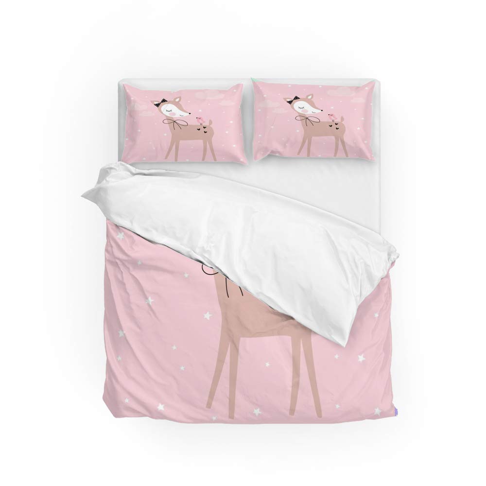 Parure de lit cerf avec housse de couette king size en microfibre et taies