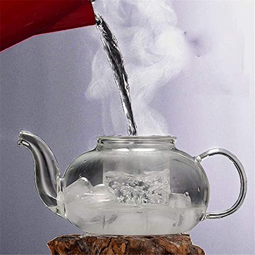 Bule de vidro de resistência ao calor com infusor, bules de vidro fogão seguro, ecológico claro, par
