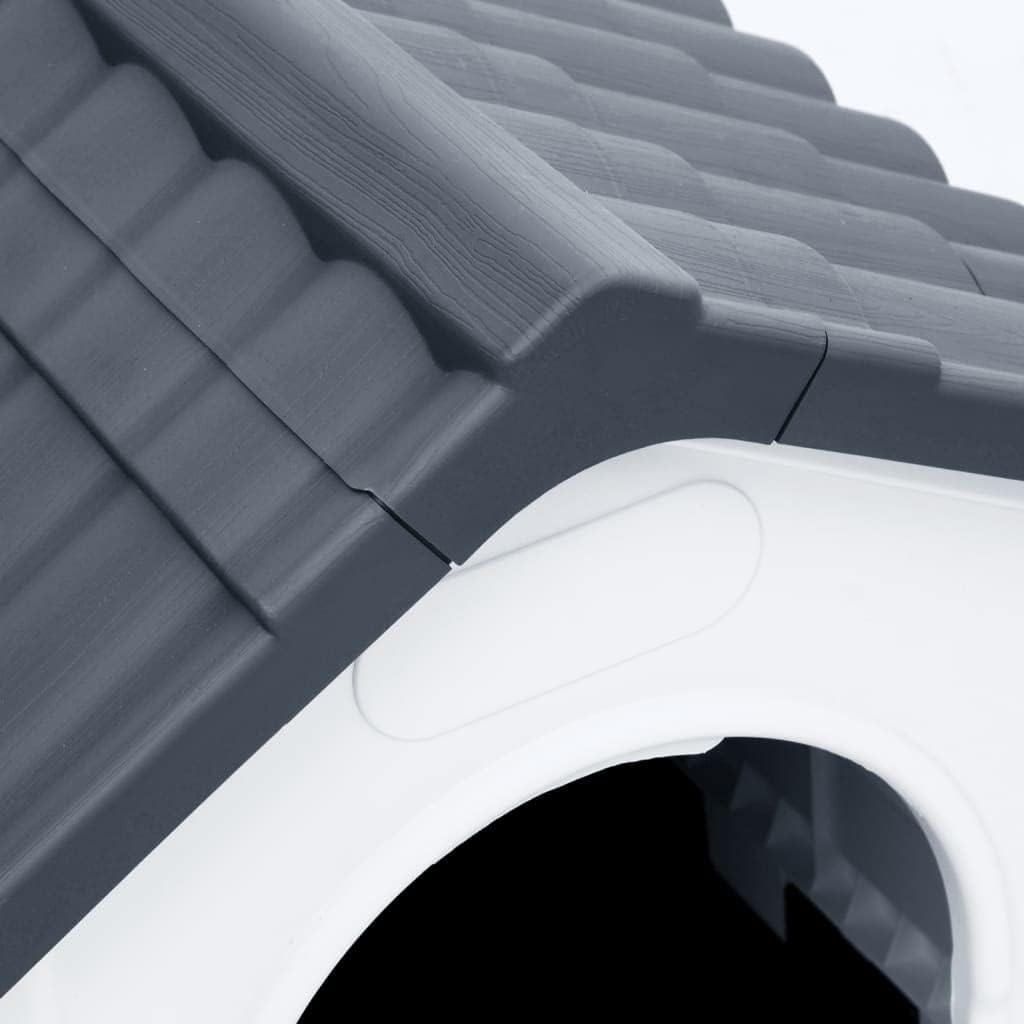 Elevated Dog House for Small Breeds - Durable Polypropylene Outdoor Shelter with Weatherproof UV-Resistant Design in Grey, White, and Black Colors for Beagles, Dachshunds,