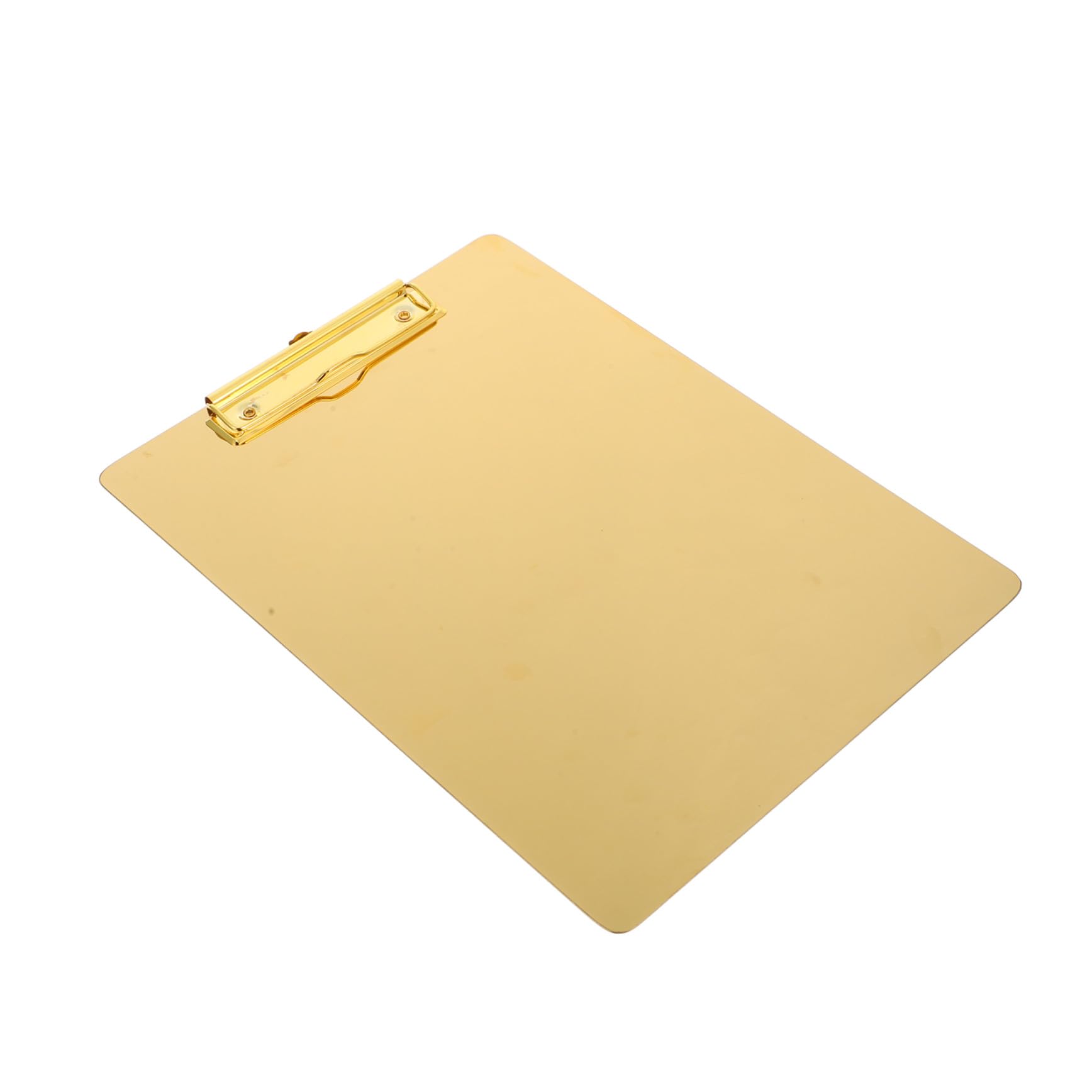 Hemobllo Porte-bloc Acier Inoxydable Doré Support Papier avec Coins Arrondis Planchette Portable pour Bureau École et Maison Taille L