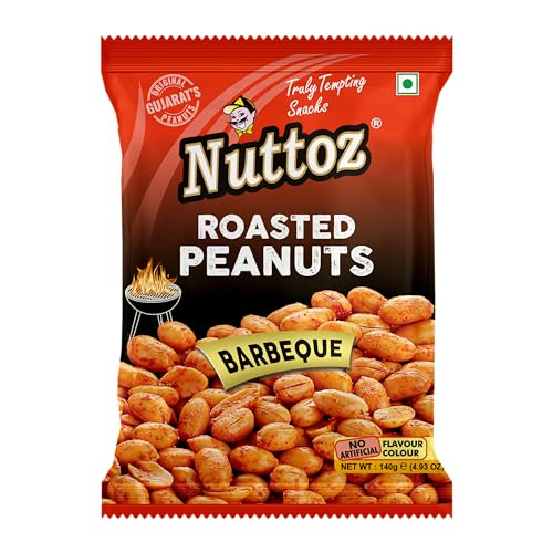 Image of Nuttoz Roasted Peanut Barbeque - Pack of 2 (140gm each) | Jumbo Roasted Moongfali | Non Fried Ready to Eat Healthy Snack | Crunchy Snack and Namkeen
