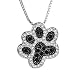 Silver Plated Black and White Cubic Zircon CZ Dog Paw Dog Puppy Footprint necklace for Women Girls Gift