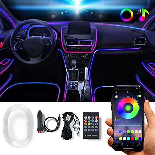 Car LED Interior Strip Lights, RGB 16 Million Colors 5 in 1 Change with The Music, 236 Optimum Length, Automobile Atmosphere Ambient Neon Lighting Kit -Bluetooth APP Control and Remote Control