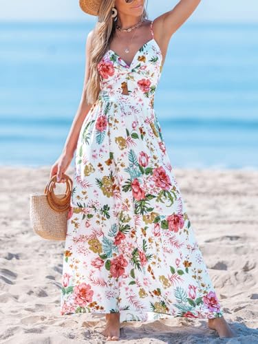 Image of CUPSHE Women's Maxi Dress Floral Print Twisted V Neck Sleeveless Long Dress Summer Casual Dress