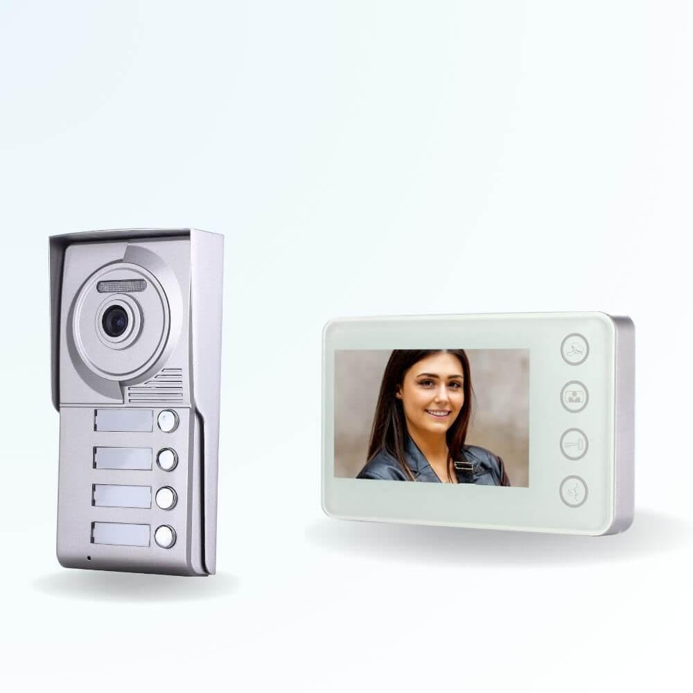 Interphone vidéo connecté pour copropriété de 4 familles avec écrans