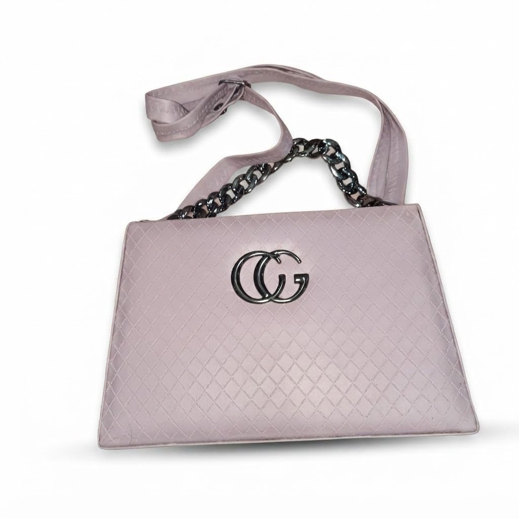 shoulder bag with quilted pvc exterior and chain strap-picture-35