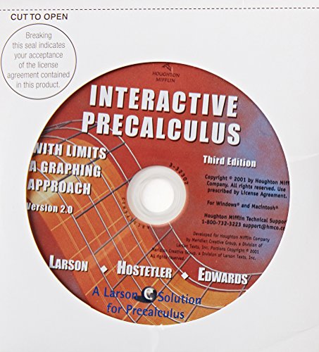 Interactive 20. CD-ROM for Larson/Hostetler/Edwards’ Precalculus with Limits: A Graphing Approach, 3rd