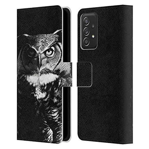 Coque portefeuille Samsung A53 5G cuir anti rayure motif hibou noir