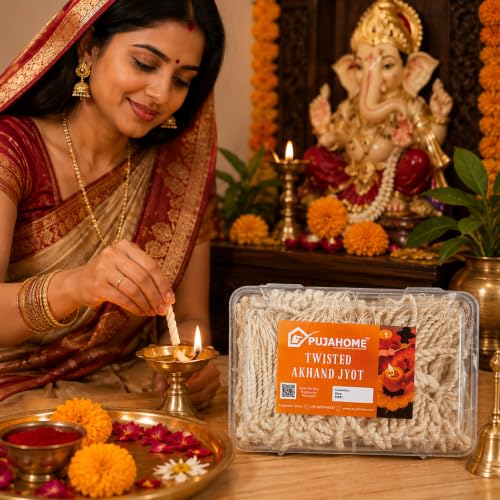 Image of Twisted Short Akhand Jyot - 300 Pieces | Cotton Wick 24 Hours Burning | White Colour Long Lasting Pure Cotton Wicks for Daily Pooja and Meditation