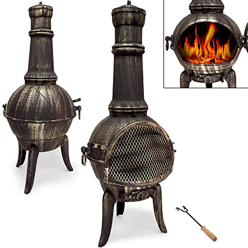 Get Cast Iron Chiminea Fire Pit Garden Patio Heater Bbq Grill For Wood