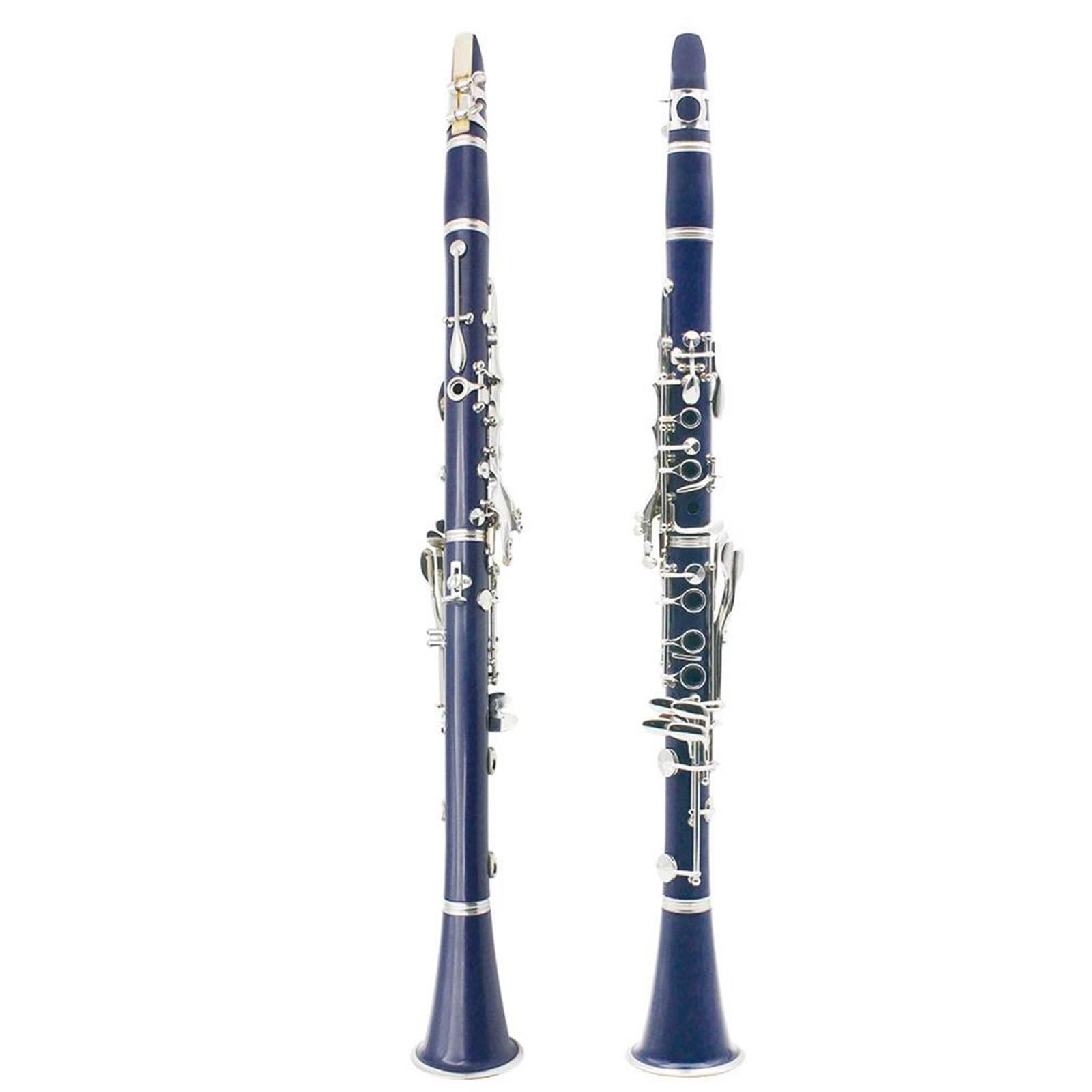 Klarnet Instrumenty Muzyczne 17 Klawiszowy Klarnet Bb Bakelitowy Instrument Dęty Drewniany Z Futerałem Stroiki Pasek Części Materiałowe Akcesoria(Dark Blue)