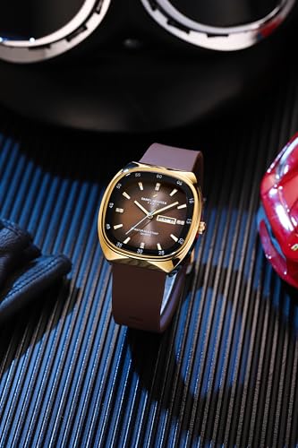 Image of Daniel Hechter Paris Bercy Collection Analog Quartz Watch for Men with Square Dial, Day-Date Display, Crystal Hour Markers and Silicone Strap - DHM1053