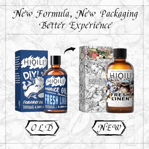 Image of HIQILI Fresh Linen Fragrance Oil for Laundry, Add to Dryer Balls - 1 Fl Oz | Long-Lasting Freshie Scents for Laundry and Essential Oils Diffuser, DIY Candle, Soap, Room Spray, Graduated Dropper Included