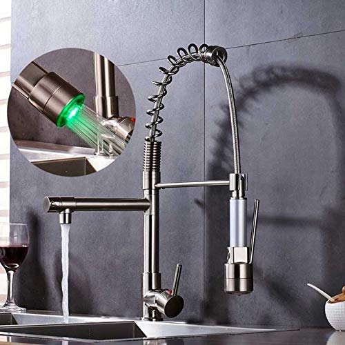 Robinet de cuisine avec douchette extractible et éclairage LED intelligent