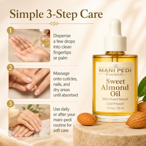 Image of TMPE Sweet Almond Oil for Skin and Hair | Deep Moisturizing, Non-Stick Formula. 100% Pure & Natural Cold Pressed oil - 30 ml.