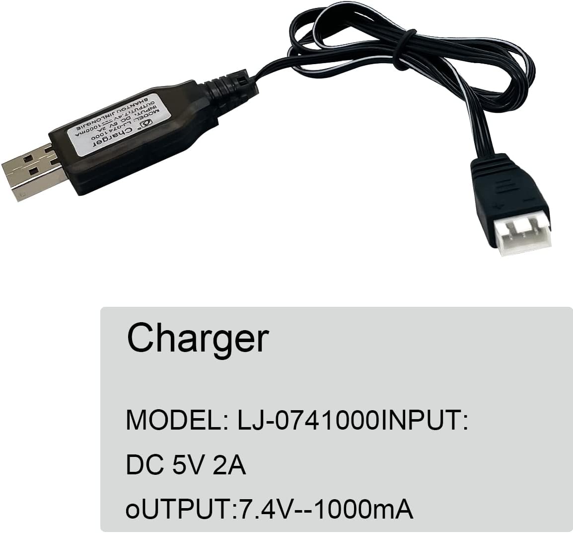 3Packs 7.4V 2S LiPo Battery USB Charger Cable 1A Fast Charging with XH-3P Connector for RC Car Truck Rock Crawler FPV Drone Airplane Boat Racing Quadcopter Helicopter Airsoft SCX24