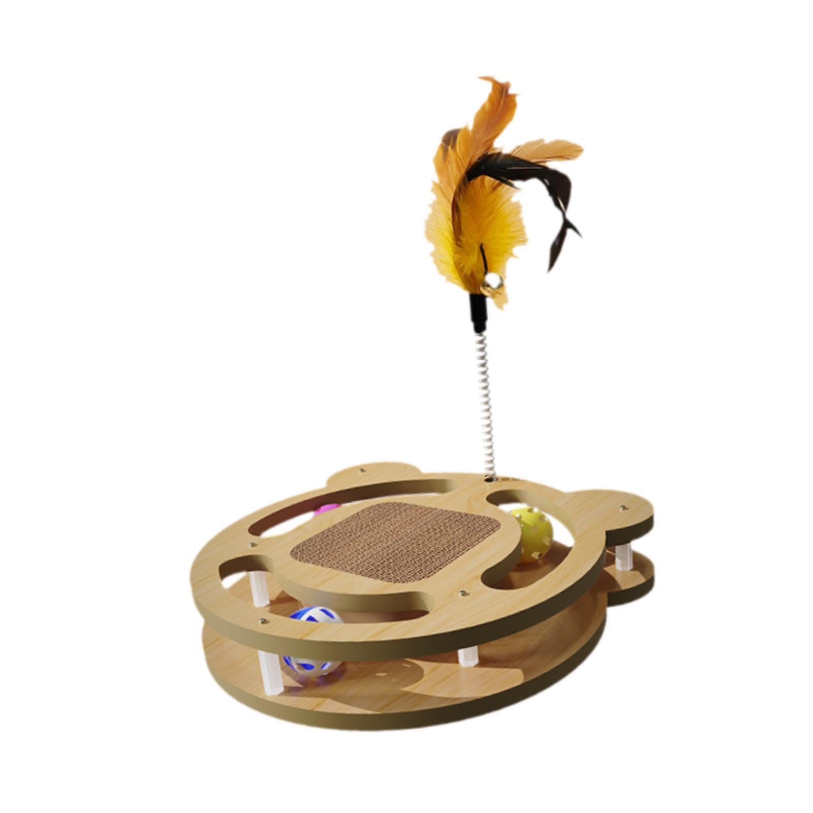 Juguete de madera para gatos Zambuph de dos niveles con acabados naturales y resistentes