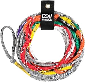 MESLE Mono Wasserski Hauptleine Pro Slalom 70' 8-Loop, Länge 9, 25 m - 21, 3 m, 8 Sektionen, Slalomski Seil farbcodiert, für Profi Monoski Fahrer, mit Rope Keeper