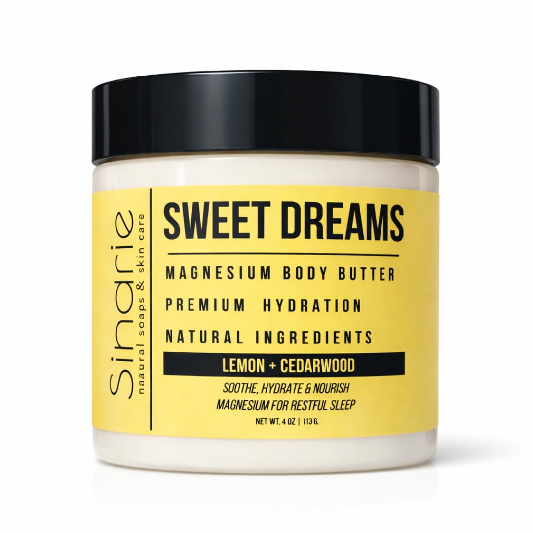 Sweet Dreams Magnesium Emulsified Body Butter, 4 oz., 1 Count | Mango Butter | Premium Magnesium Oil | Natural Ingredients | Magnesium Lotion | Lemon + Cedarwood
