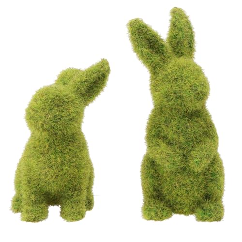 Lapin floqué de Pâques lot de 2 statuettes vertes décoratives pour table et balcon - 2
