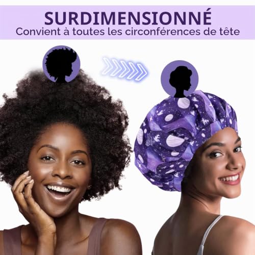 1 pièce Bonnet de Douche, Extra Large Réglable et Double Couche pour Femme – vue 4