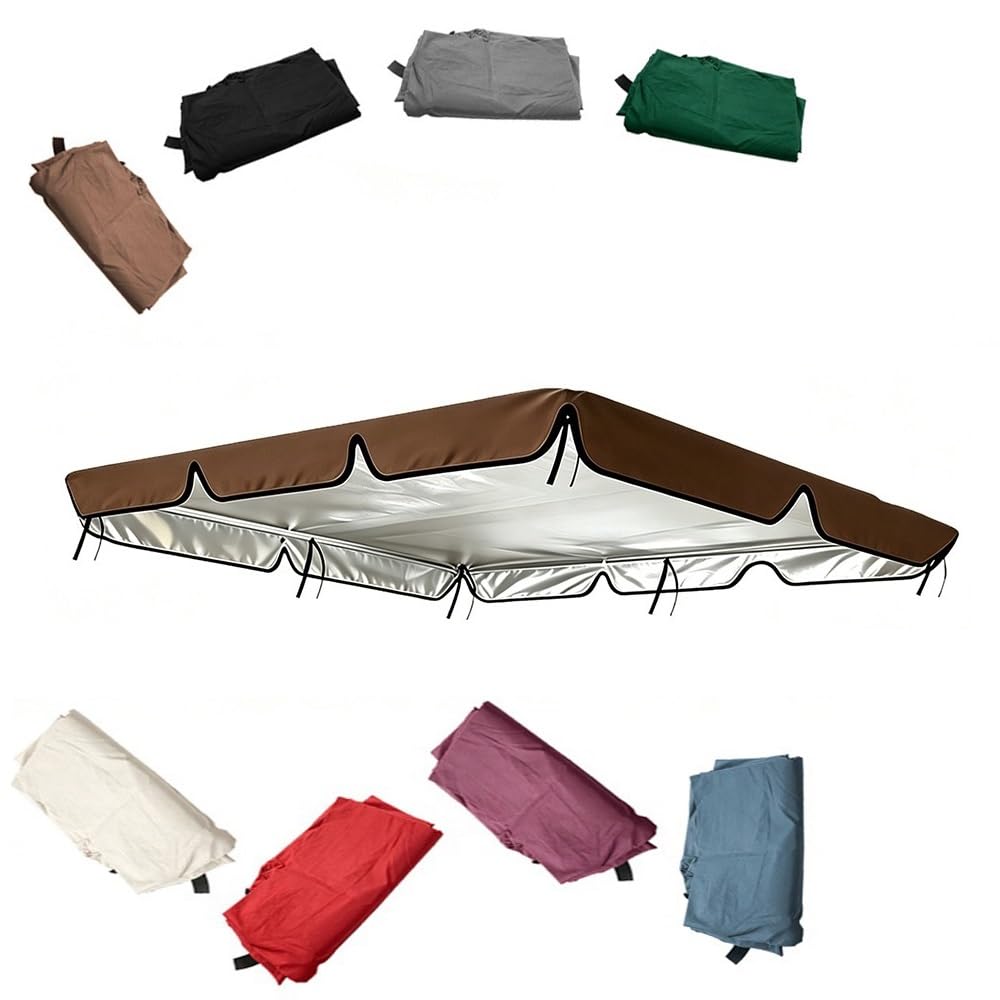 ZYXQQJ Patio Swing Canopy Replacement 210D/420D/600D Swing Canopy Replacement Top Anti-UV Waterproof For Outdoor Garden Yard Porch(Brown,210D/190 * 132 * 15cm)