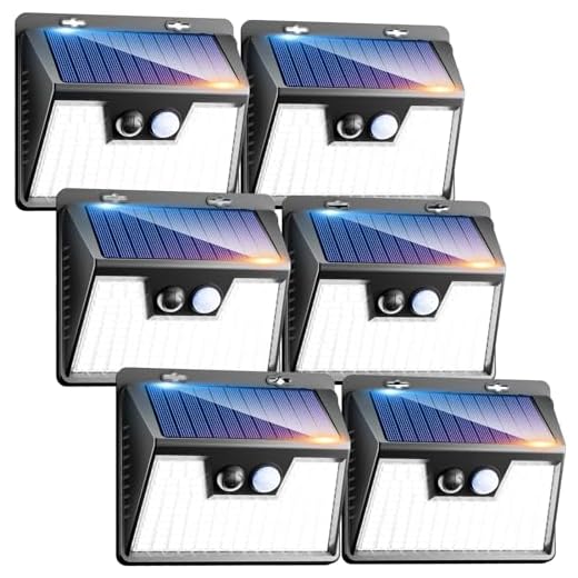 kolpop Luce Solare LED Esterno【6 Pezzi / 3 Modos】 Faretti Solari a Led da Esterno con Sensore di Movimento, Luci Solari Esterno IP65 Impermeabile Lampada Solare da Esterno per Giardino Garage Patio