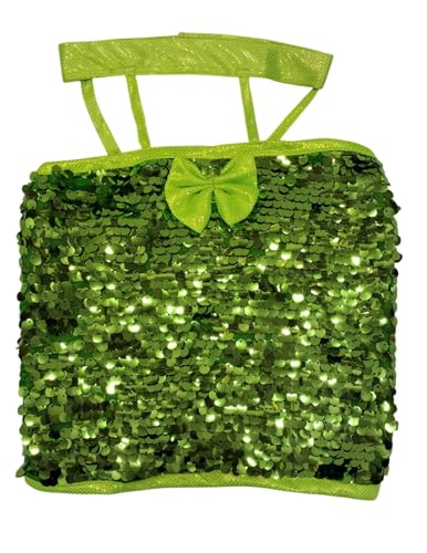 Image of BookMyCostume Light Green Annual Day Dance Dress for Girls | Sleeveless Sequin Top with Fluffy Skirt | Net & Nylon Western Dance Costume for Kids | Stylish for Stage Shows & Performances |8-10 Years