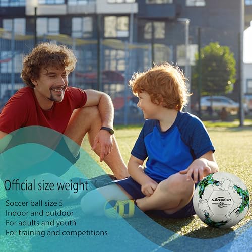 Image of Senston PU Soccer Ball Size 5 -Official Match Weight-Youth & Adult Soccer Players - Air Pump Included
