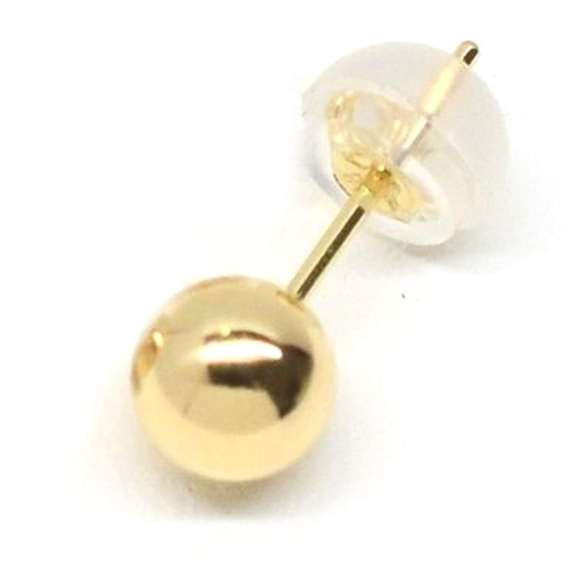Amazon | （片側1個売り）K18 18金 イエローゴールド 4mm 丸玉ピアス 